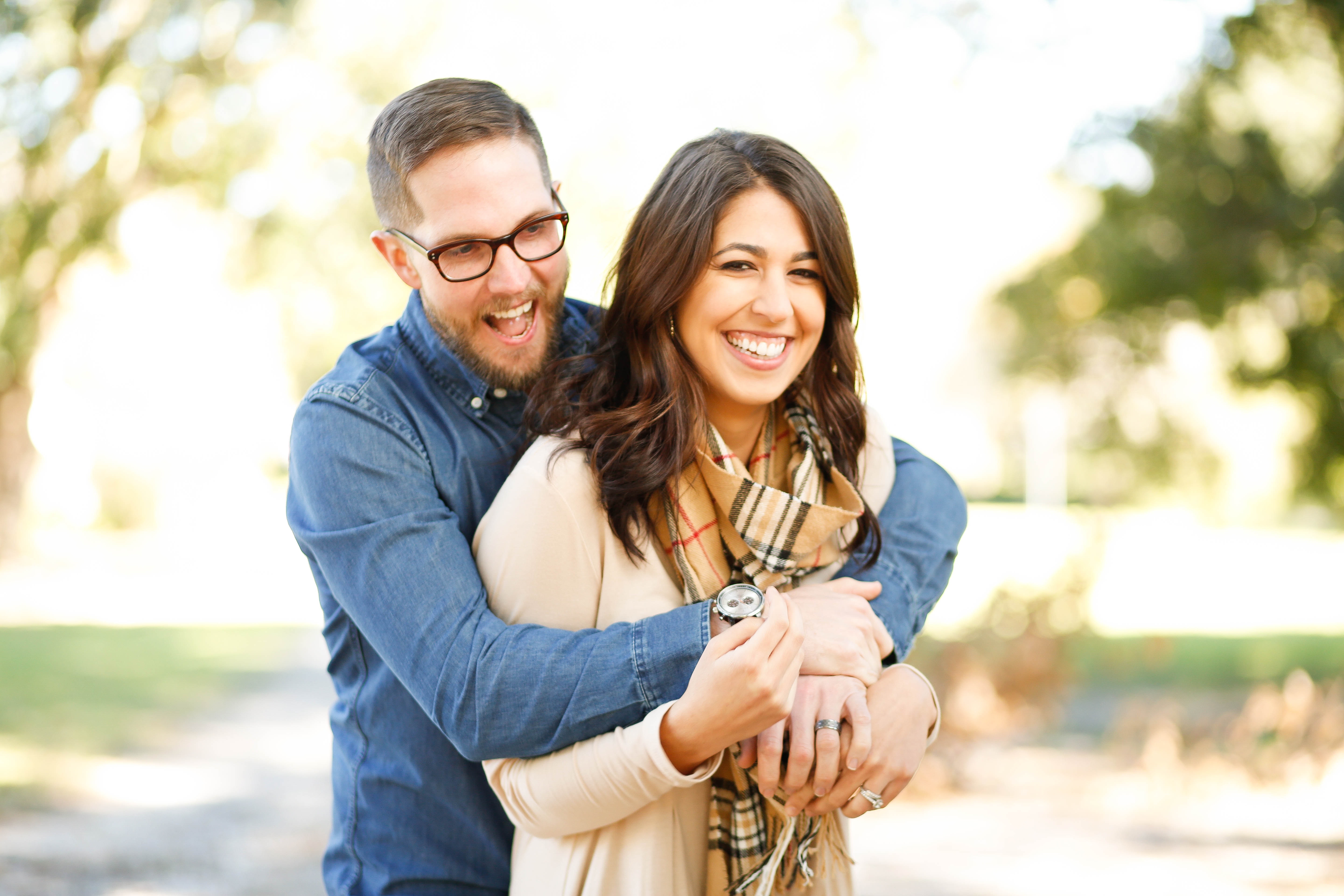 Happy couple laughing